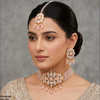 Rectangle Flower Pearl Drop Choker Set