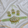 Rectangle Flower Pearl Drop Choker Set