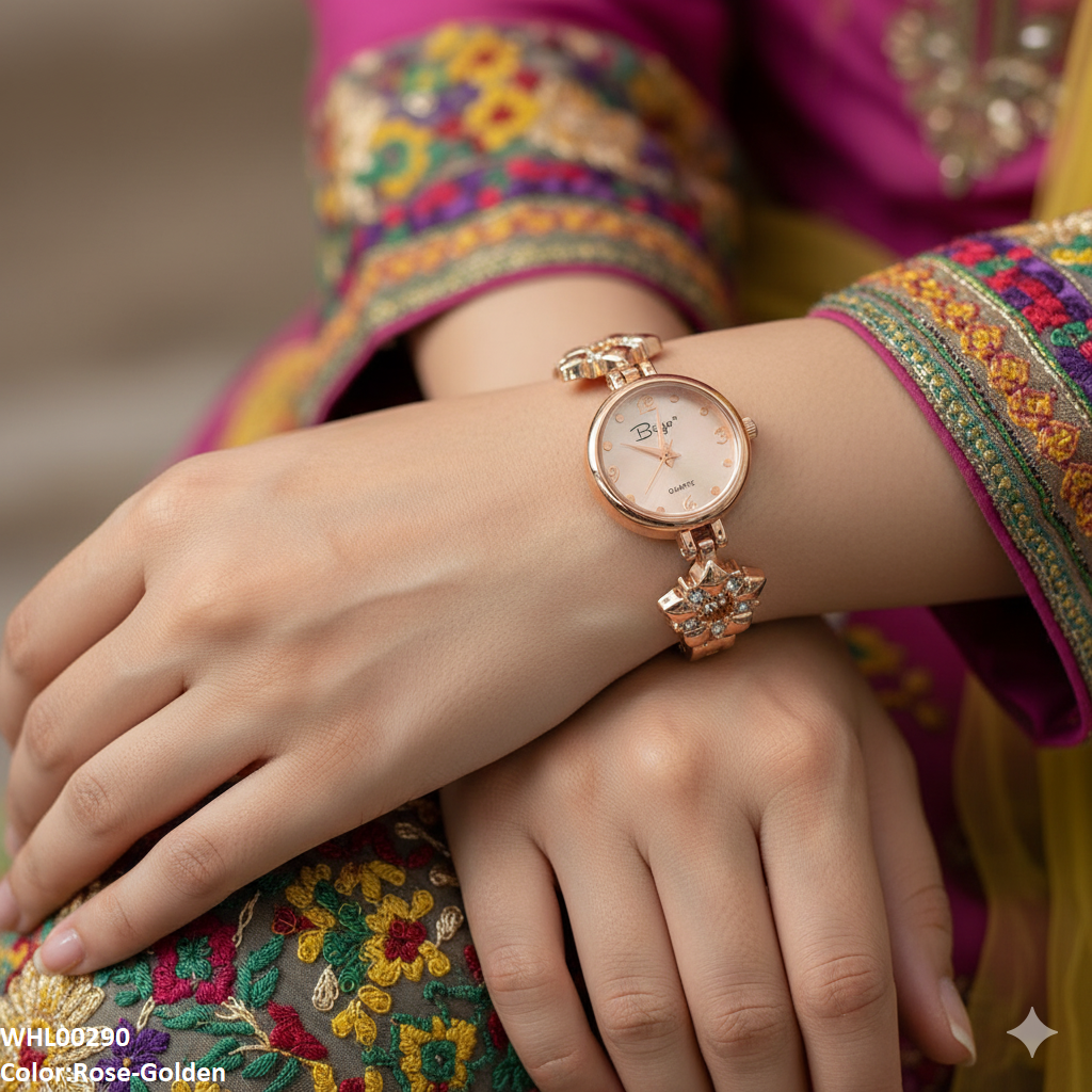 Round Flower Star Chain Watch
