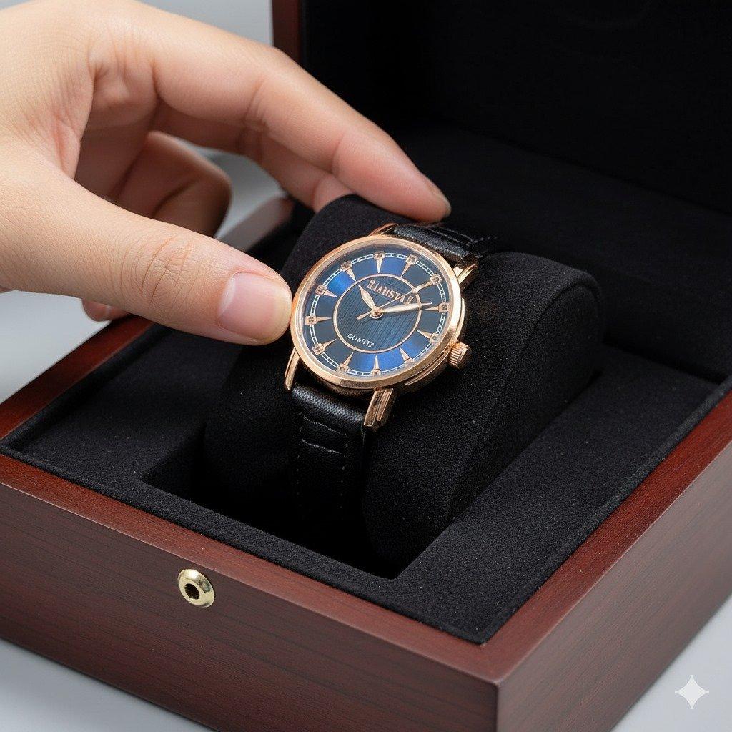 Round Stone Dial Women's Watch