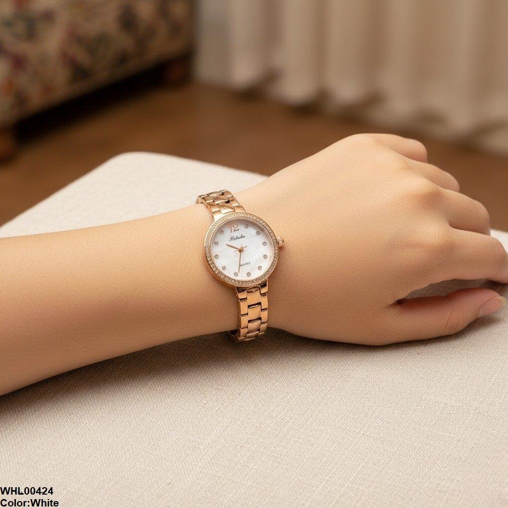 Round Stone Dial Women's Watch