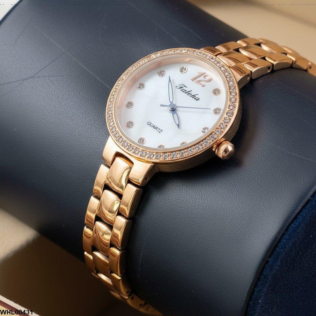 Round Rhinestone Bezel Dial Women's Watch