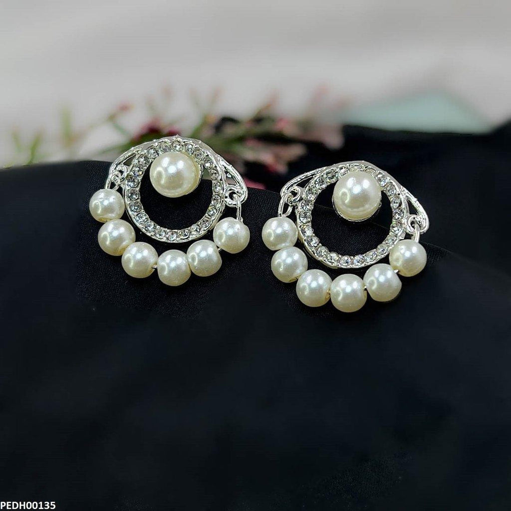 Round Pearl Drop Earrings