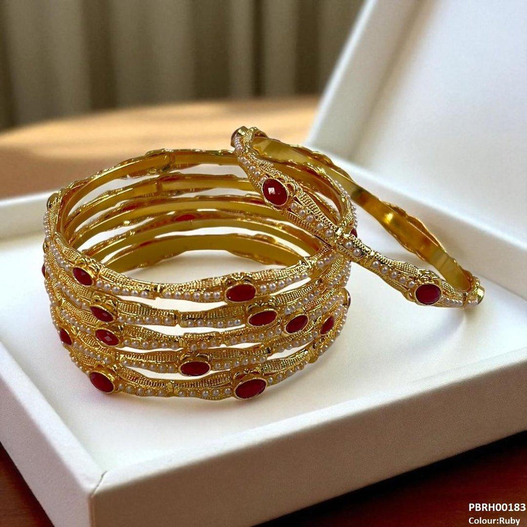 Oval/Pearl Bangles 6 Pcs Set
