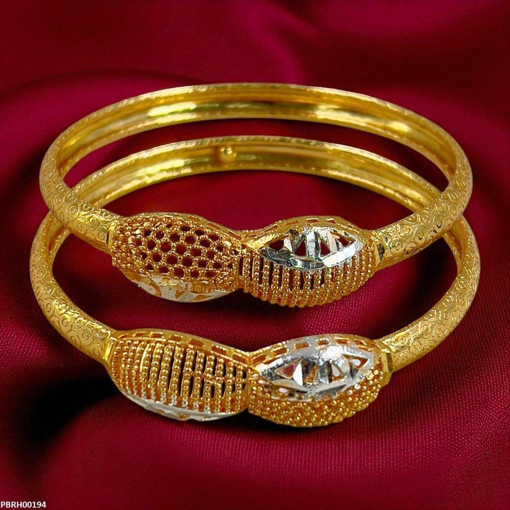 Two-Tone Filigree Bangles 2 Pcs Set