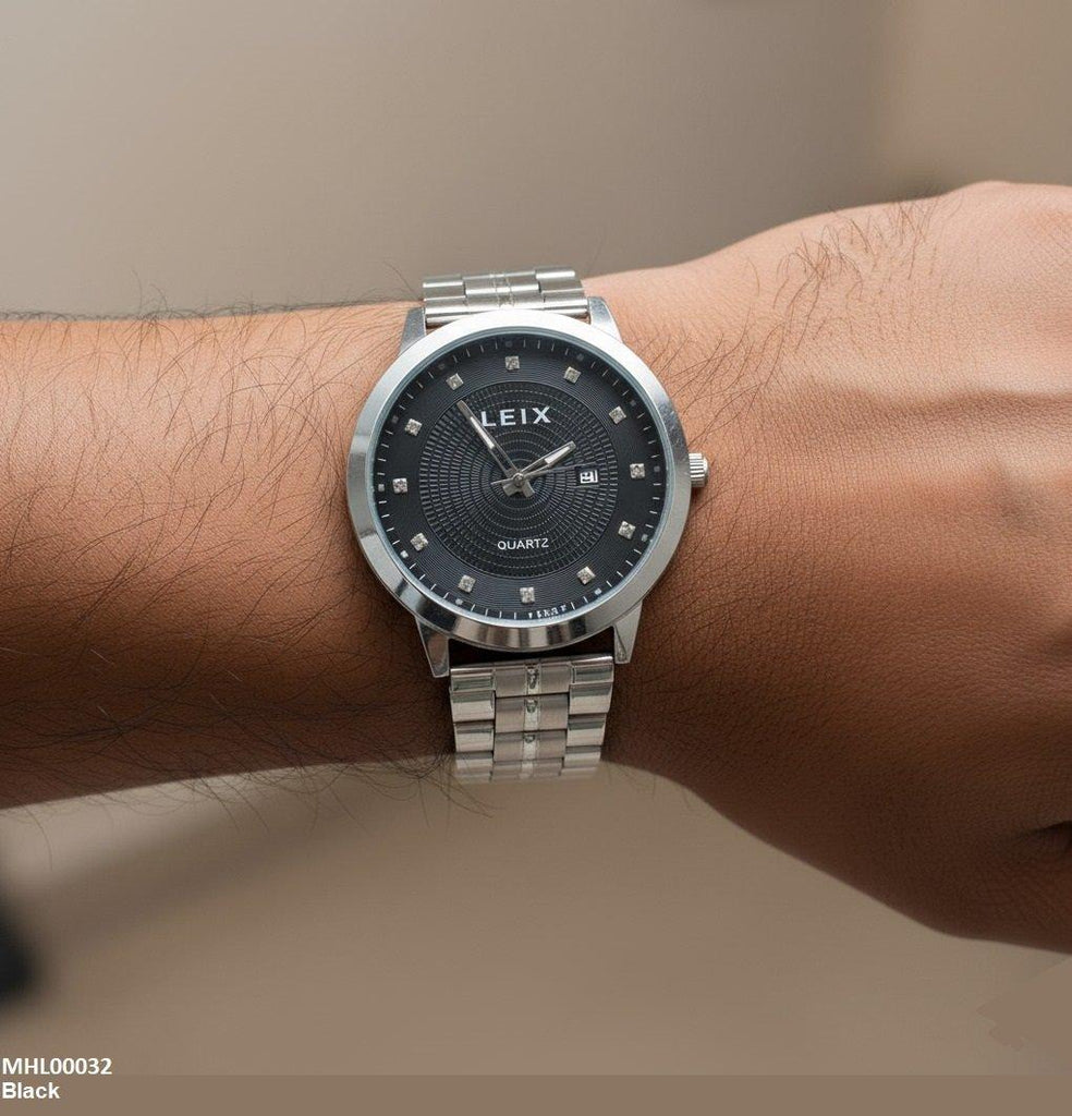 Square Stone Round Men's Watch