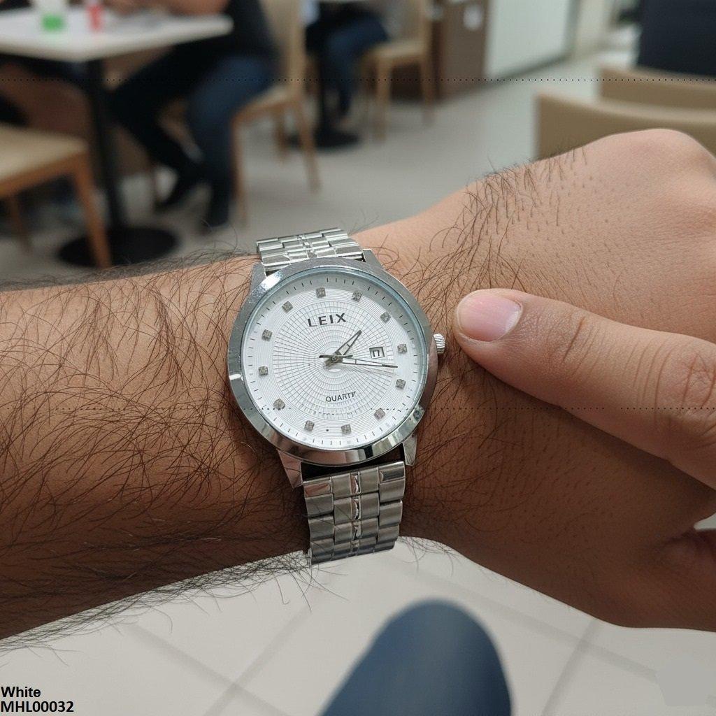 Square Stone Round Men's Watch