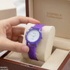 Round Flower Dial Rubber Strap Women's Watch