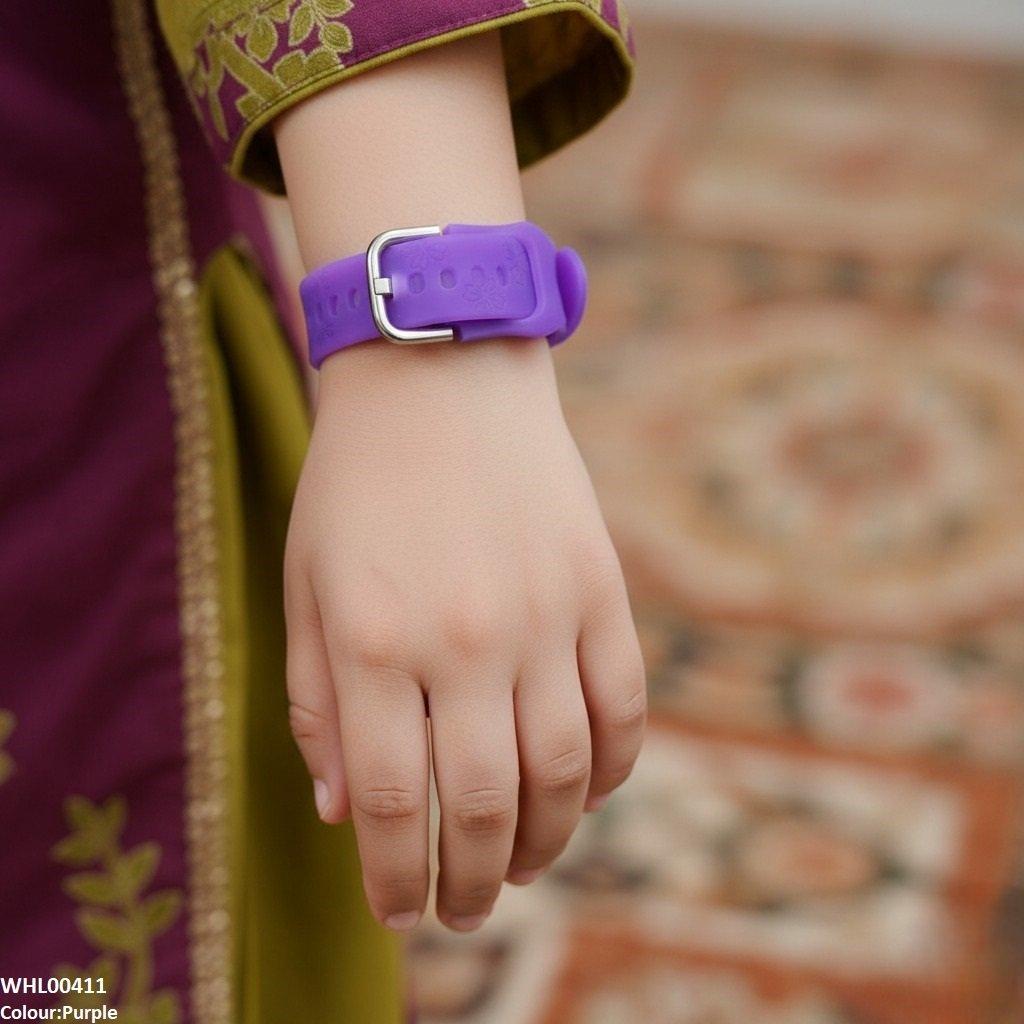 Round Flower Dial Rubber Strap Women's Watch