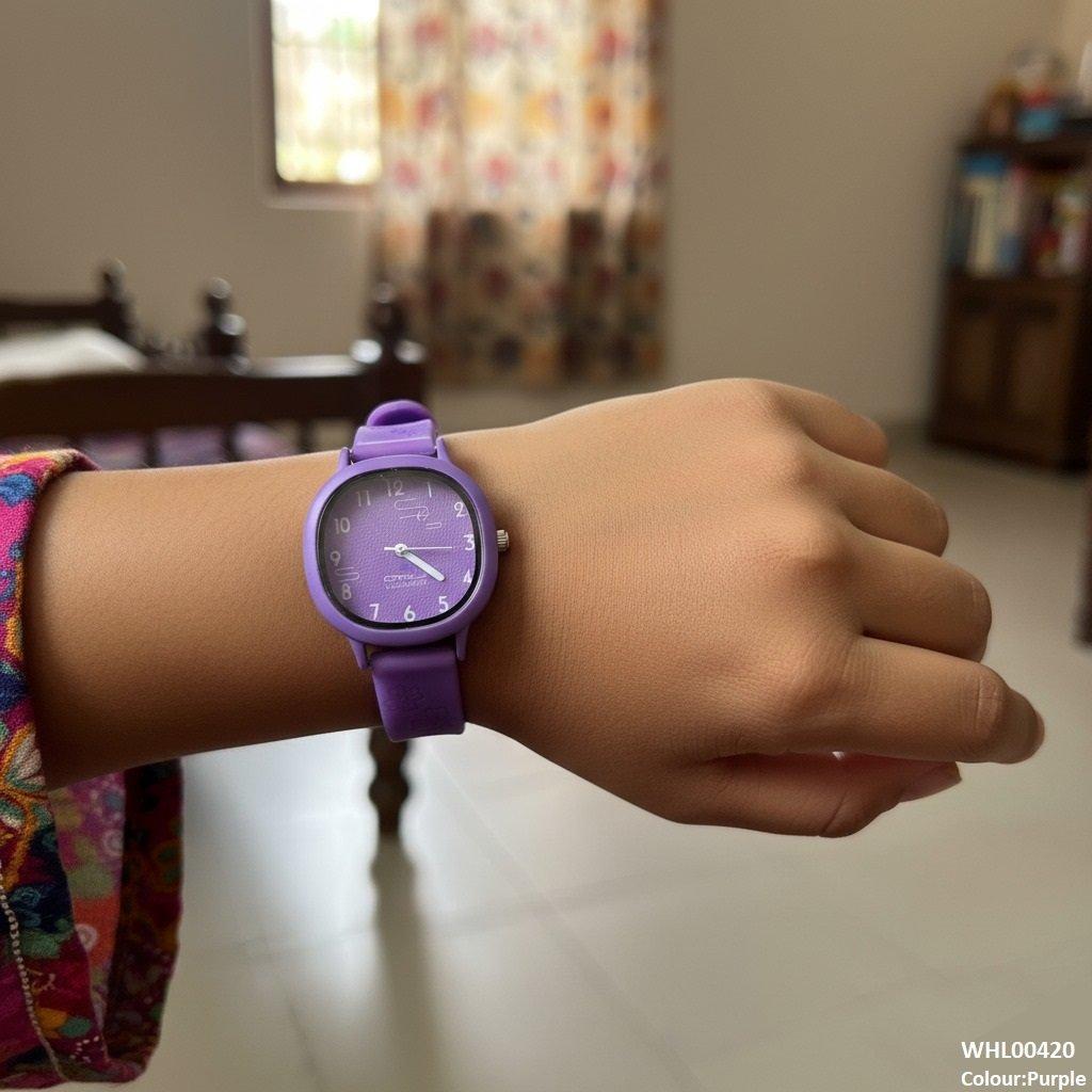 Round Flower Rubber Strap Women's Watch