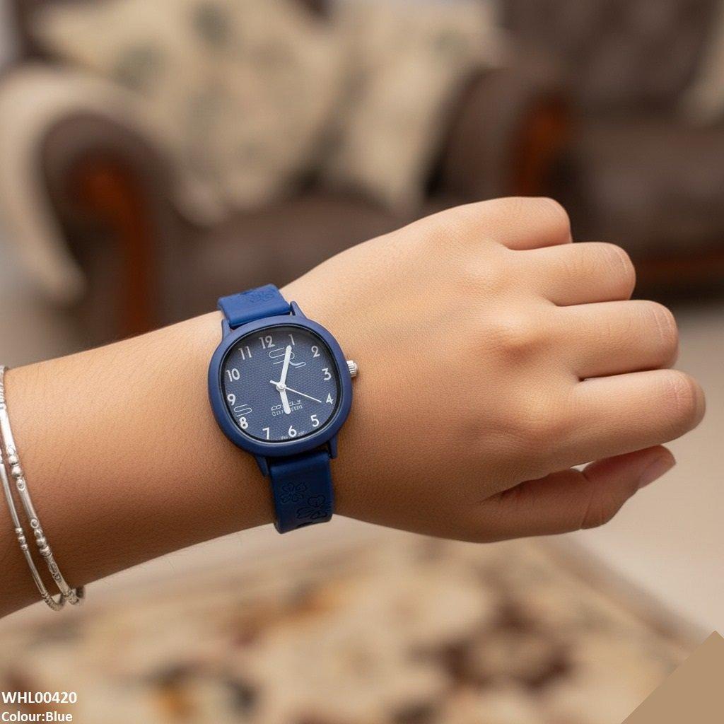 Round Flower Rubber Strap Women's Watch