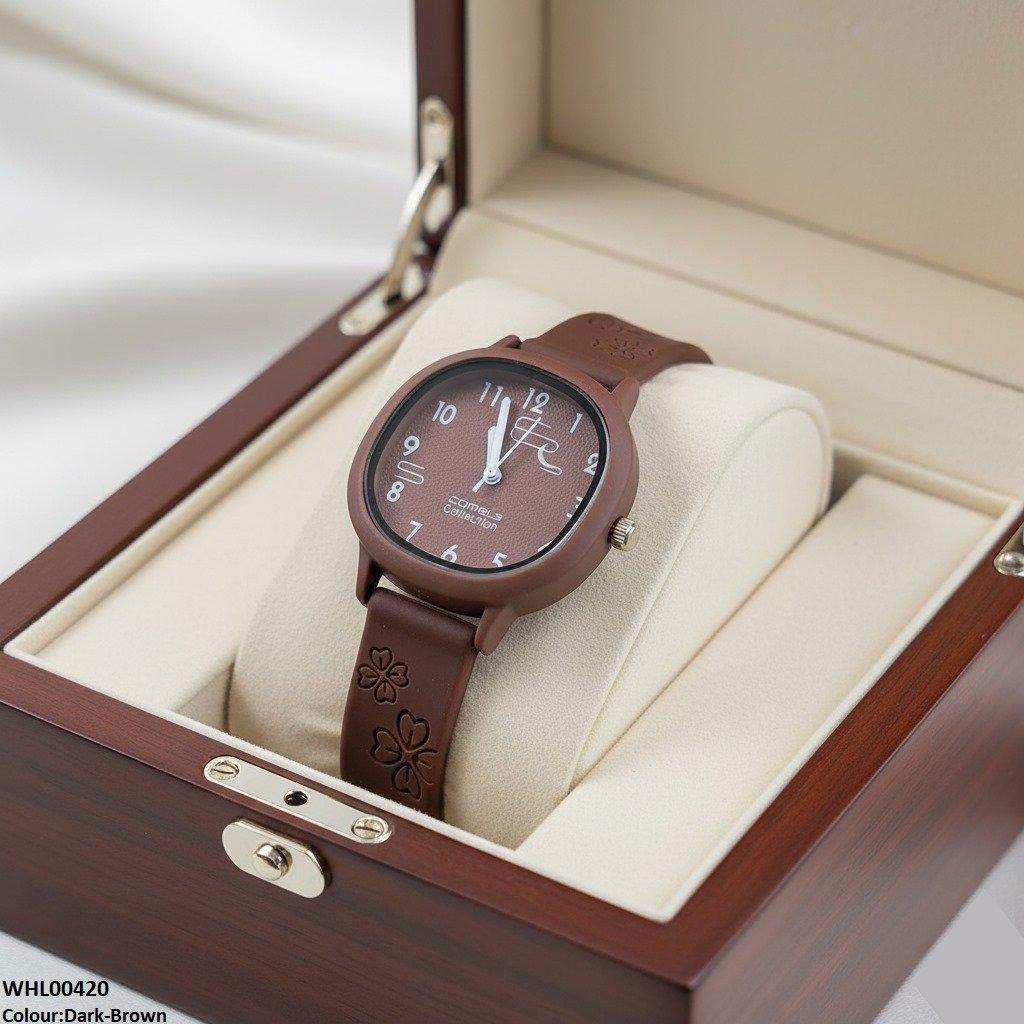 Round Flower Rubber Strap Women's Watch