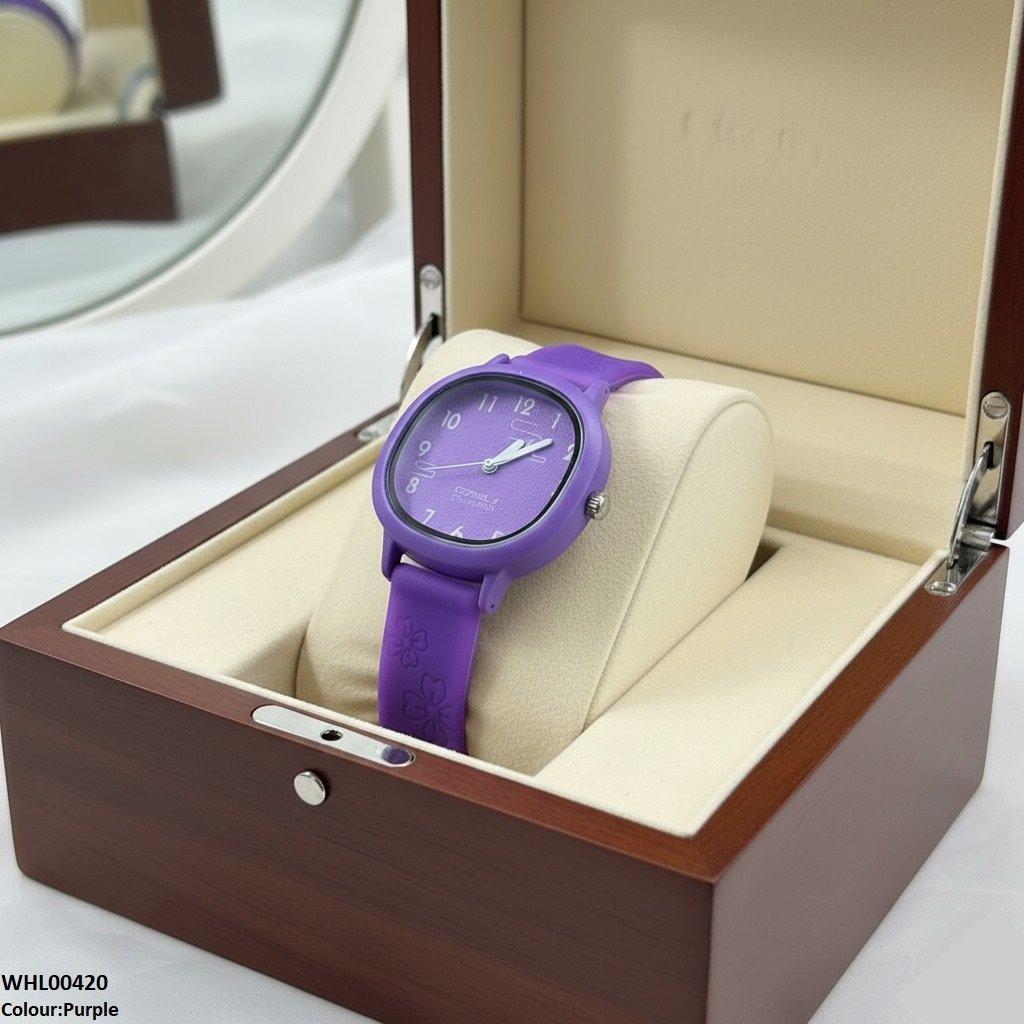 Round Flower Rubber Strap Women's Watch