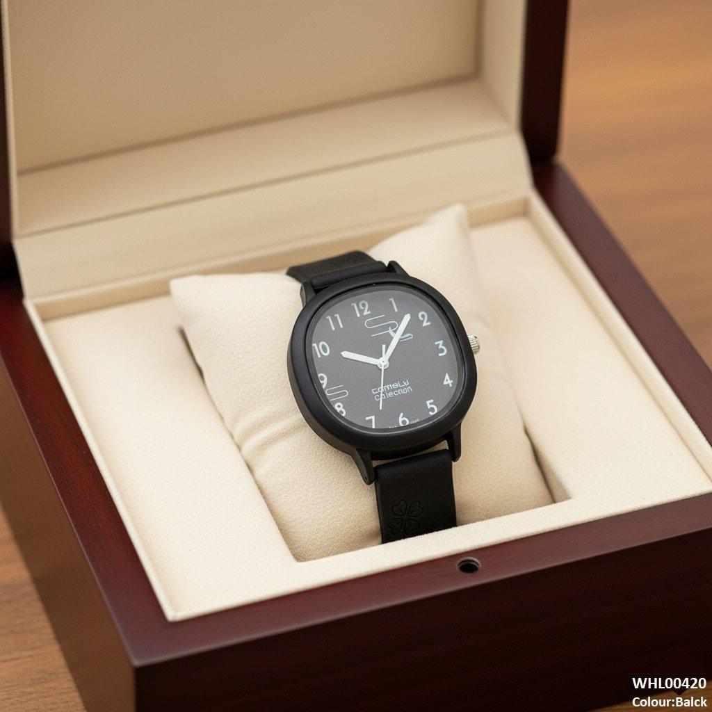 Round Flower Rubber Strap Women's Watch
