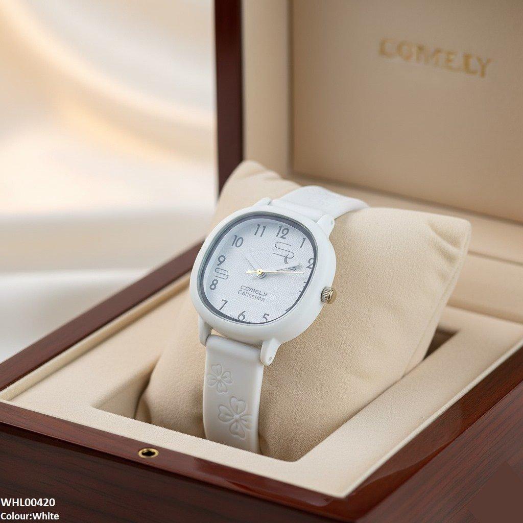 Round Flower Rubber Strap Women's Watch