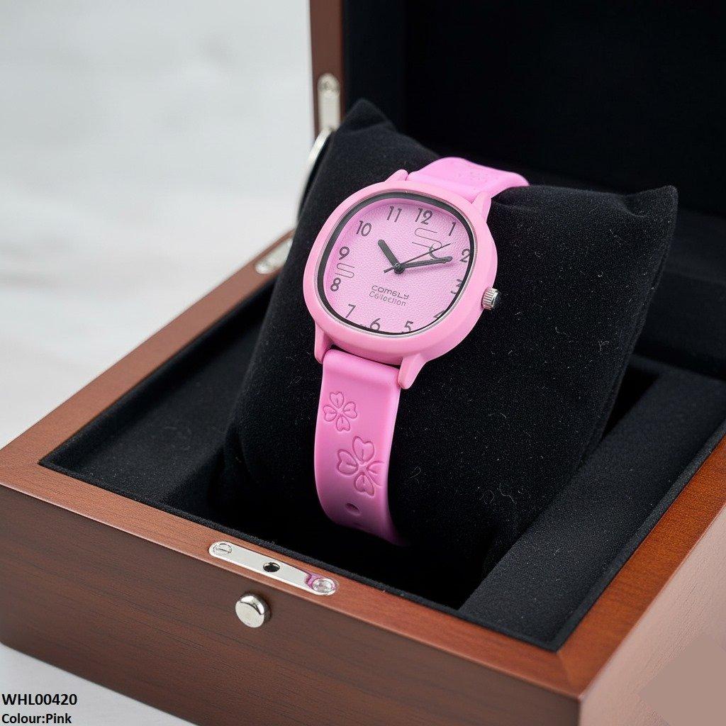 Round Flower Rubber Strap Women's Watch
