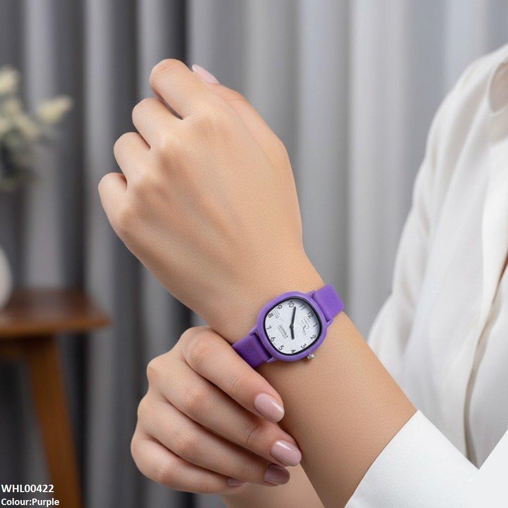 Round Flower Rubber Strap Women's Watch