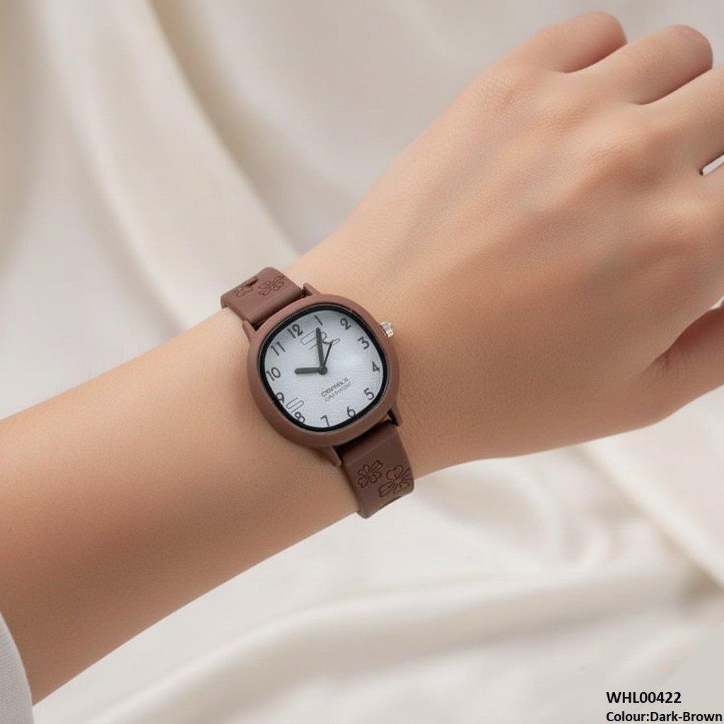 Round Flower Rubber Strap Women's Watch