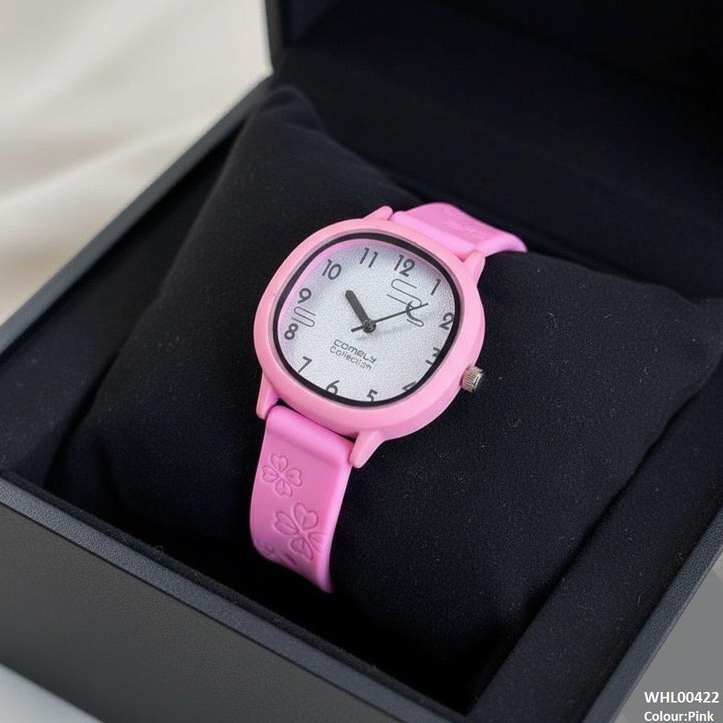 Round Flower Rubber Strap Women's Watch