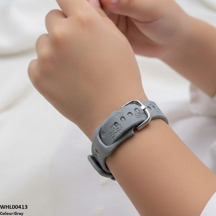 Round Flower Rubber Strap Women's Watch
