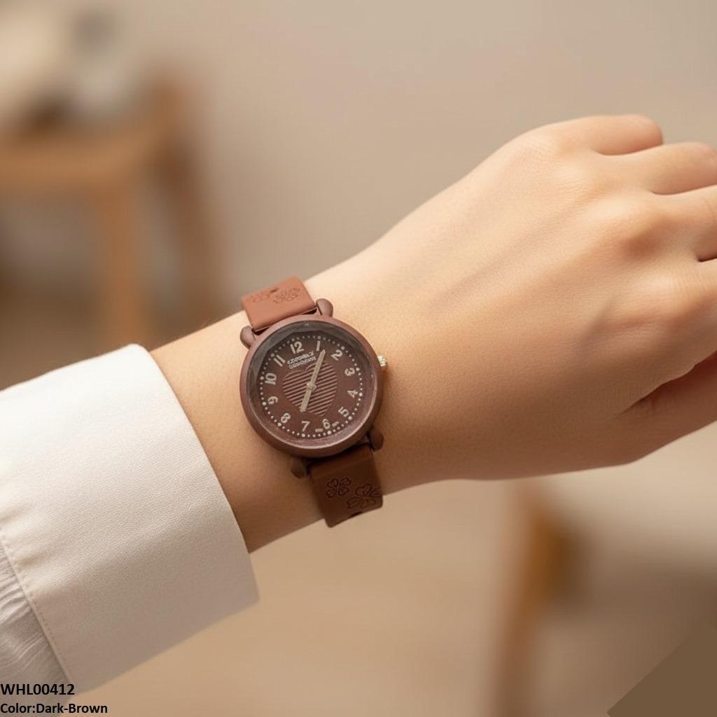 Heart Dial Rubber Strap Women's Watch