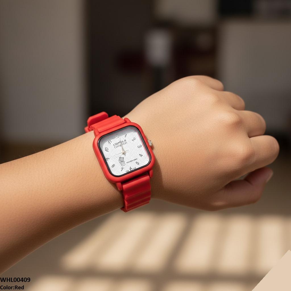 Mini Square Dial Rubber Strap Women's Watch