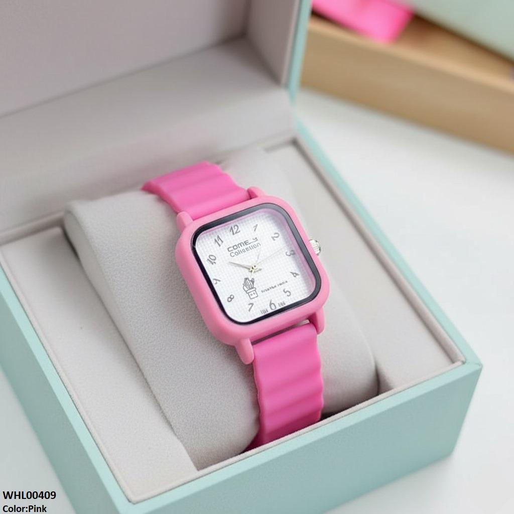 Mini Square Dial Rubber Strap Women's Watch
