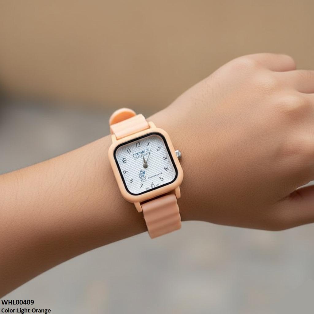Mini Square Dial Rubber Strap Women's Watch