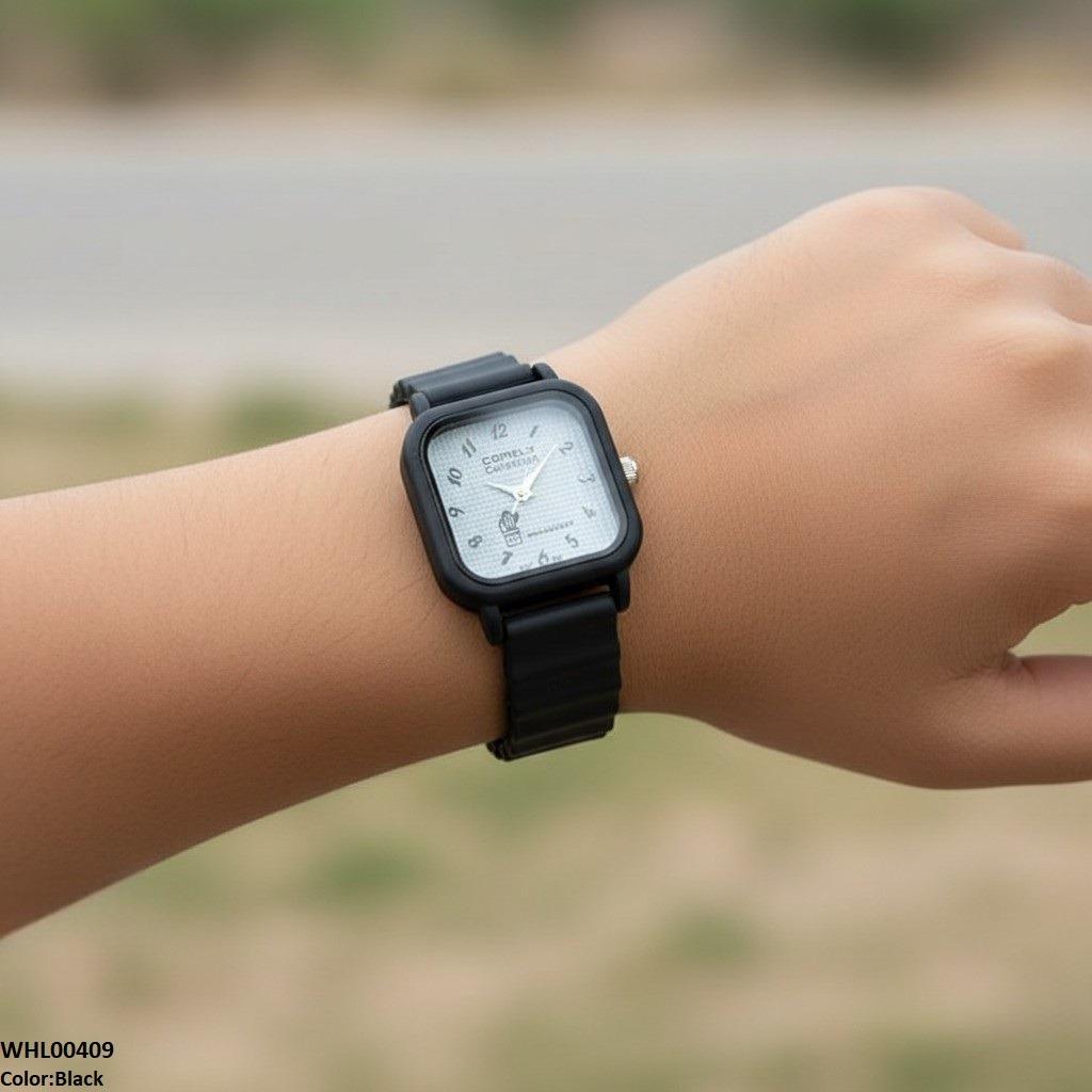 Mini Square Dial Rubber Strap Women's Watch