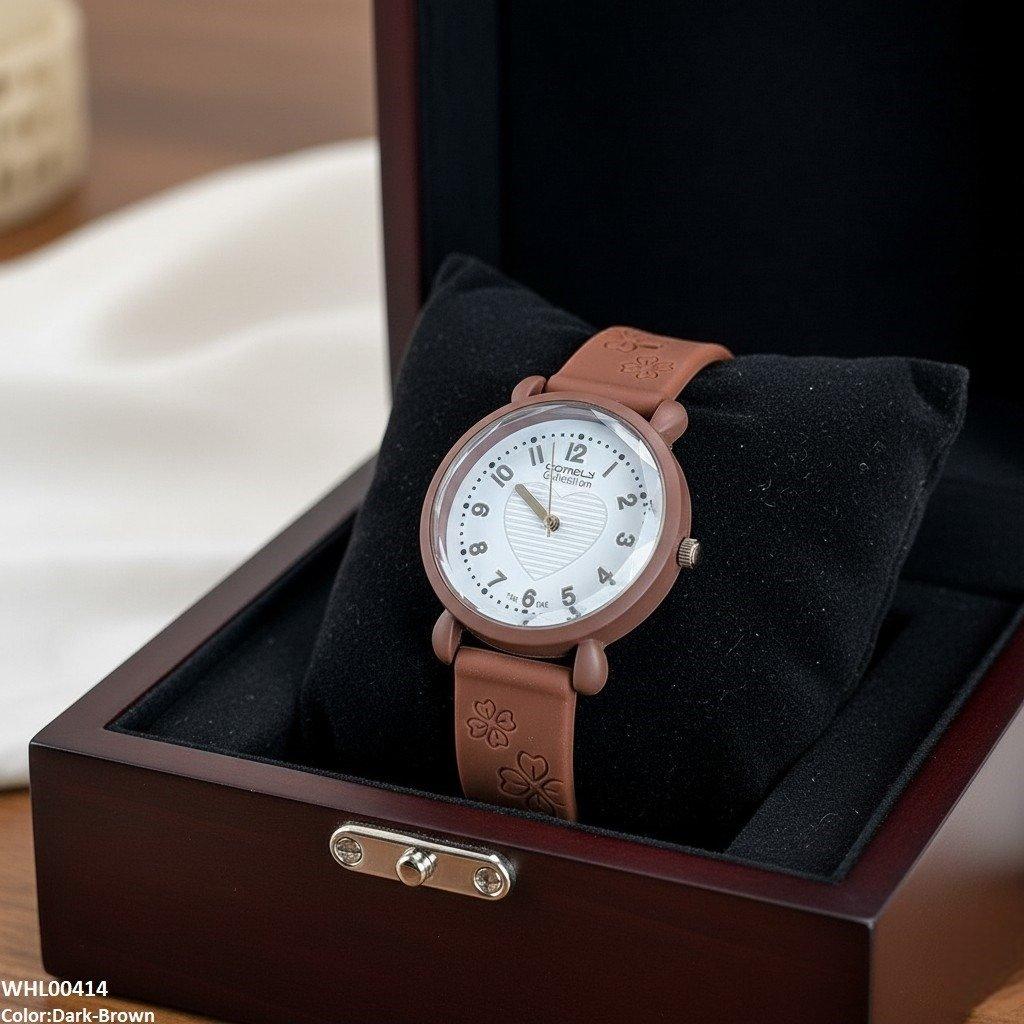Heart Rubber Strap Women's Watch