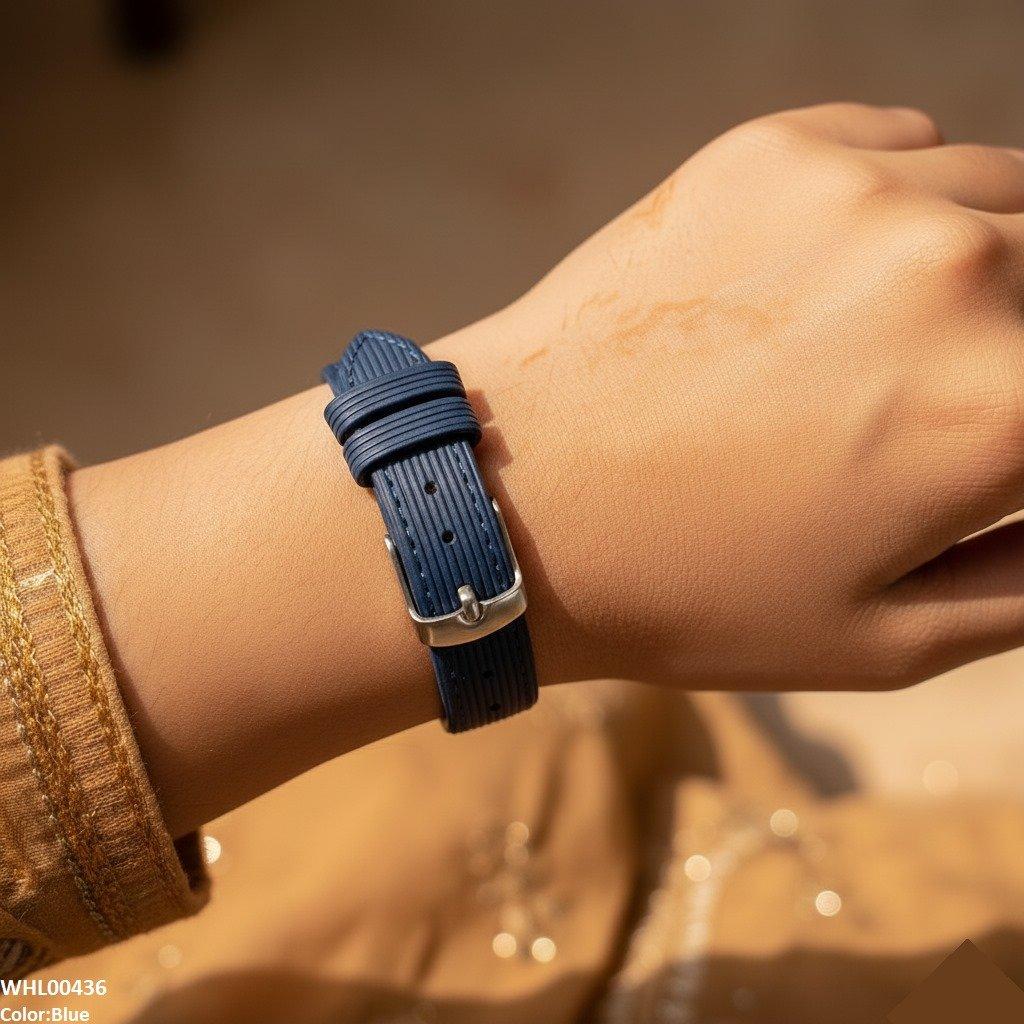 Round Black Bezel Leather Strap Women's Watch