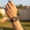 Round Black Bezel Leather Strap Women's Watch