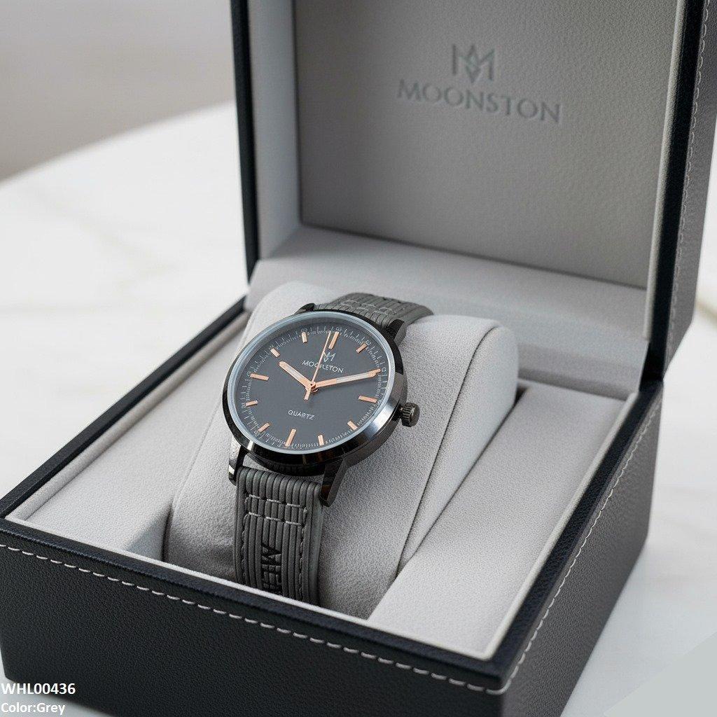 Round Black Bezel Leather Strap Women's Watch