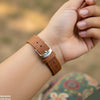 Round Black Bezel Leather Strap Women's Watch