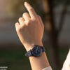 Round Black Bezel Leather Strap Women's Watch