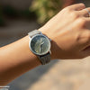 Round Grey Bezel Leather Strap Women's Watch