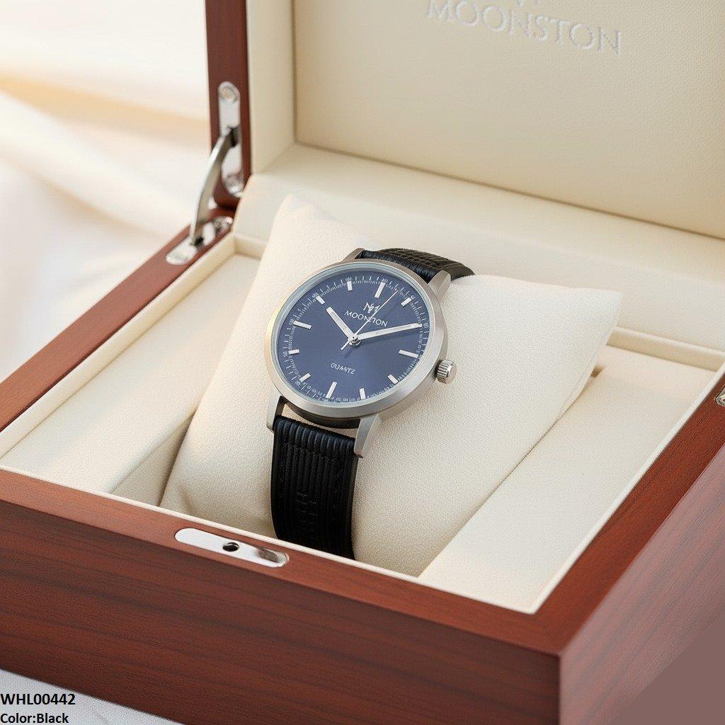 Round Grey Bezel Leather Strap Women's Watch