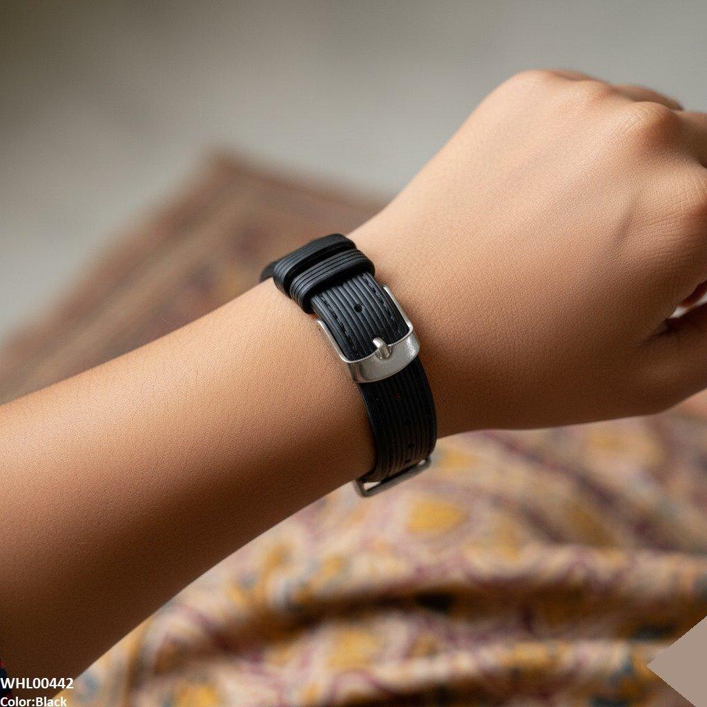 Round Grey Bezel Leather Strap Women's Watch