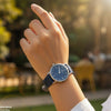 Round Grey Bezel Leather Strap Women's Watch