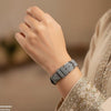 Round Grey Bezel Leather Strap Women's Watch