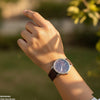 Round Grey Bezel Leather Strap Women's Watch