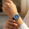 Round Grey Bezel Leather Strap Women's Watch