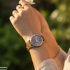 Round Grey Bezel Leather Strap Women's Watch