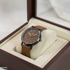 Round Black Bezel Numbering Dial Leather Strap Women's Watch