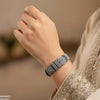 Round Black Bezel Numbering Dial Leather Strap Women's Watch