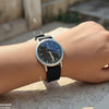 Round Grey Bezel Magnetic Rubber Strap Women's Watch