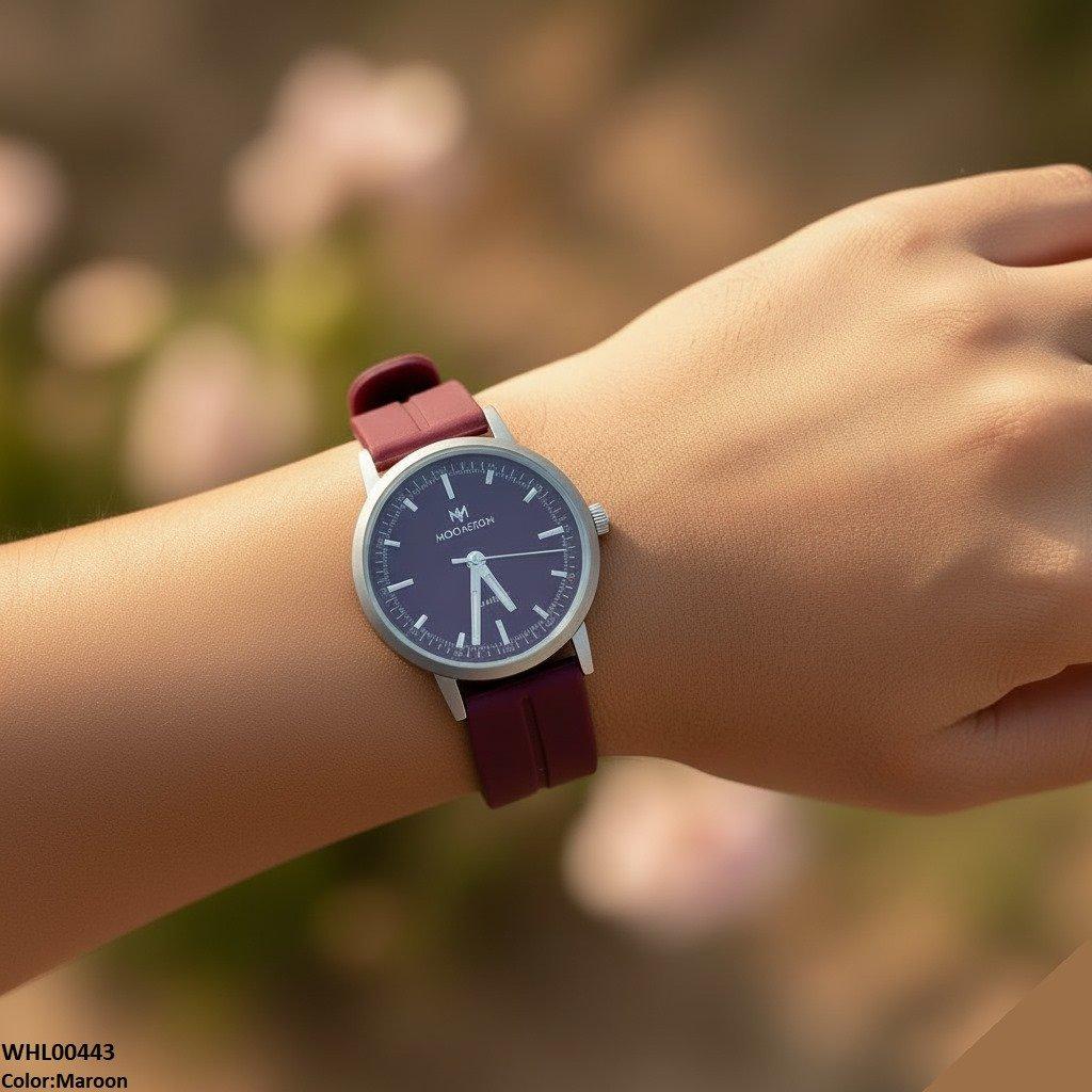 Round Grey Bezel Magnetic Rubber Strap Women's Watch