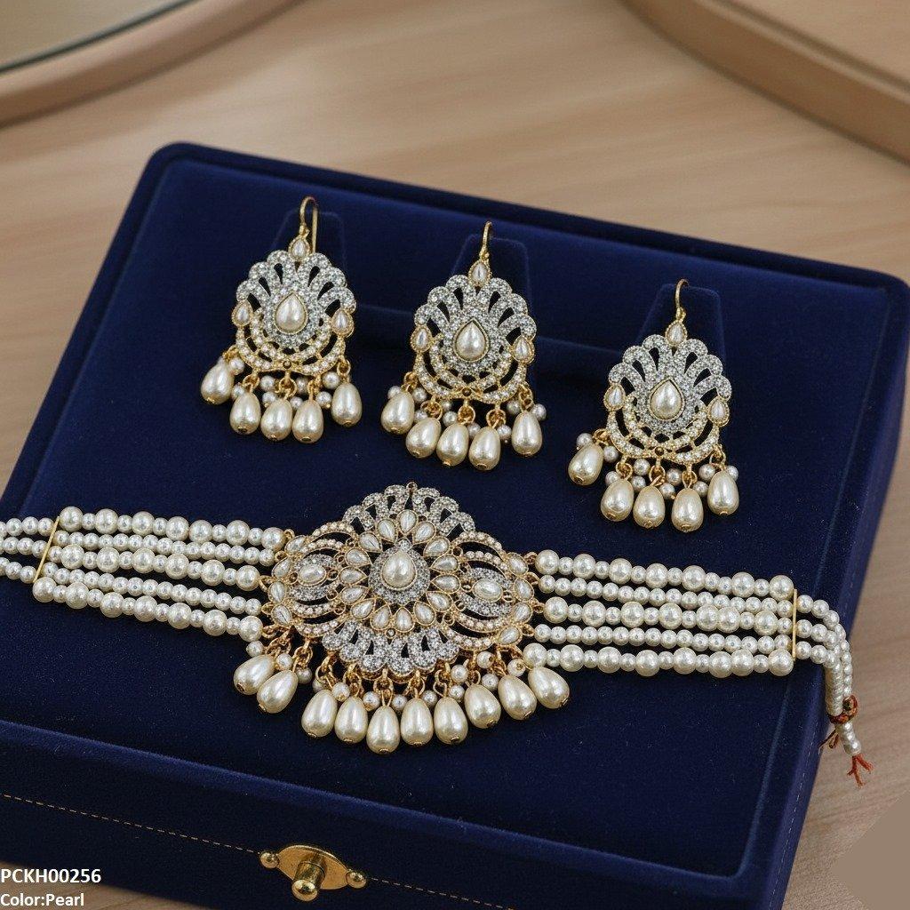 Tear Pearl Drop Choker Set