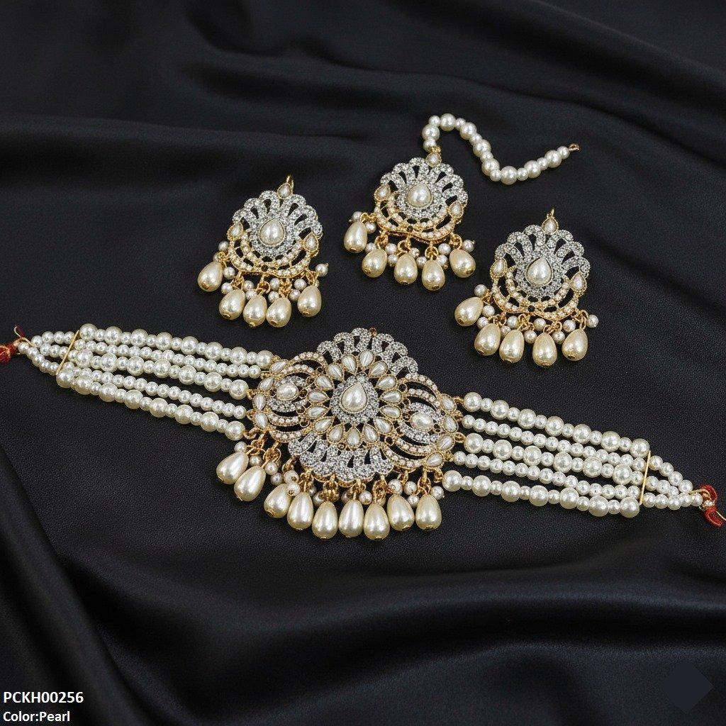 Tear Pearl Drop Choker Set