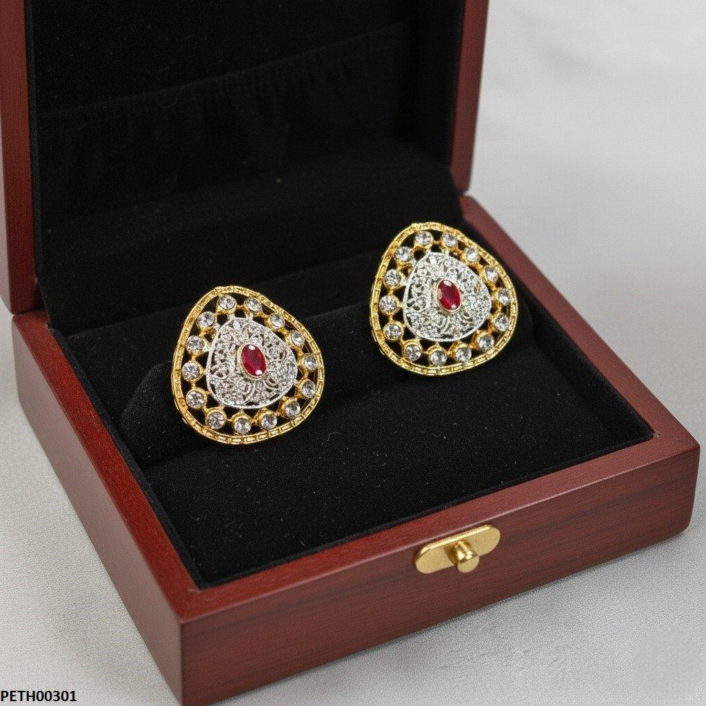 Oval Round Stone Tops Pair